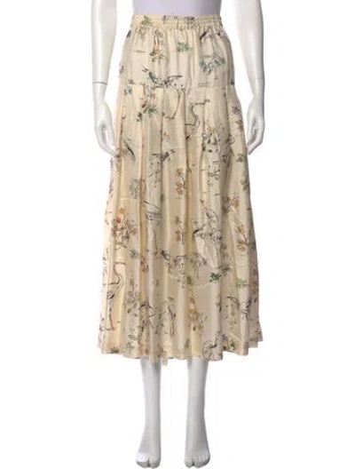 Pre-owned La Prestic Ouiston Silk Midi Length Skirt W/ Tags In Neutral