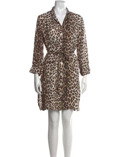 Pre-owned La Prestic Ouiston Silk Mini Dress In Brown