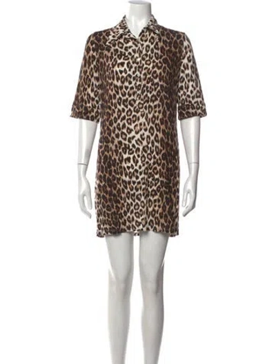 Pre-owned La Prestic Ouiston Silk Mini Dress In Brown