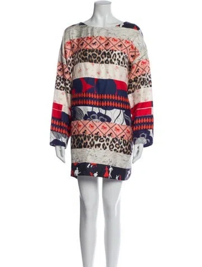 Pre-owned La Prestic Ouiston Silk Mini Dress In Multi