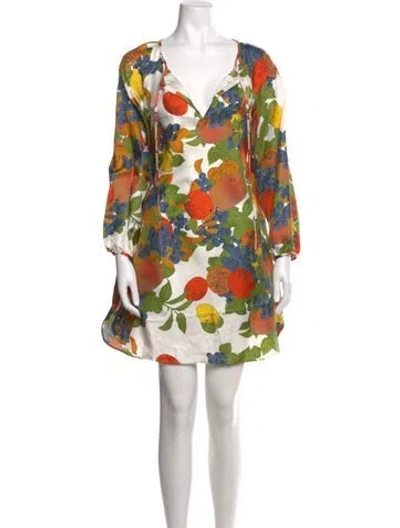 Pre-owned La Prestic Ouiston Silk Mini Dress In Multi