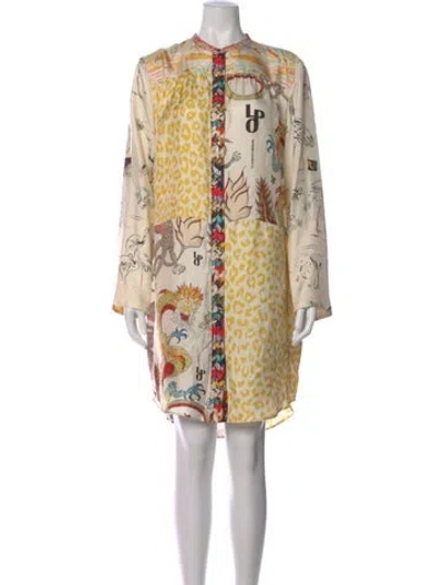 Pre-owned La Prestic Ouiston Silk Mini Dress In White