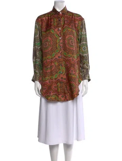 Pre-owned La Prestic Ouiston Silk Paisley Print Blouse In Multi