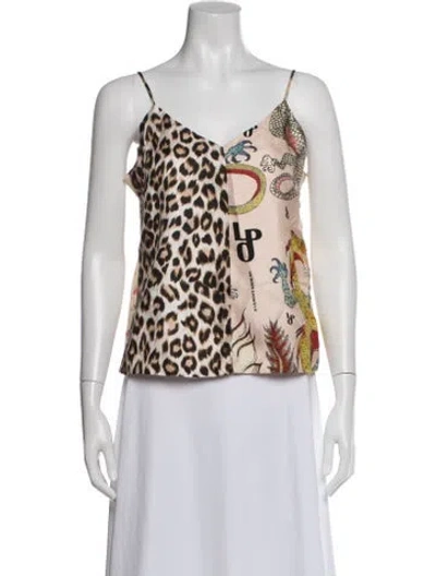 Pre-owned La Prestic Ouiston Silk Patterned Top In Orange