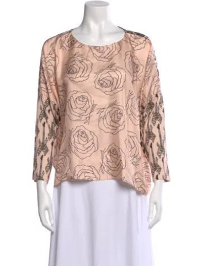 Pre-owned La Prestic Ouiston Silk Patterned Top In Pink