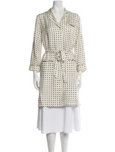 Pre-owned La Prestic Ouiston Silk Polka Dot Print Jacket In Neutrals