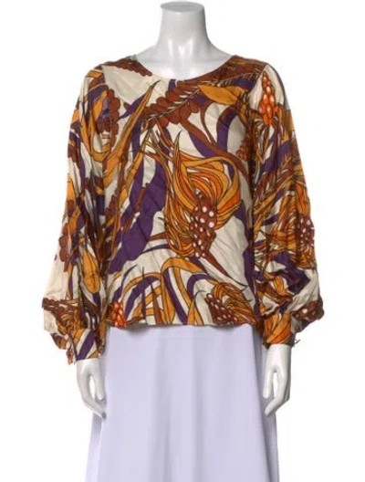 Pre-owned La Prestic Ouiston Silk Printed Blouse In Multi