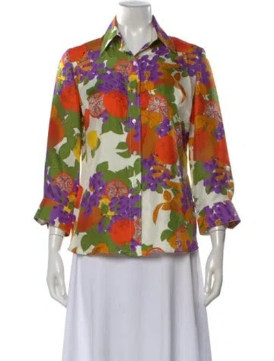 Pre-owned La Prestic Ouiston Silk Printed Blouse In Multi