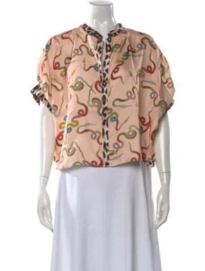 Pre-owned La Prestic Ouiston Silk Printed Blouse In Multi