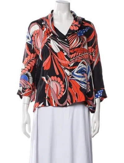 Pre-owned La Prestic Ouiston Silk Printed Blouse In Multi