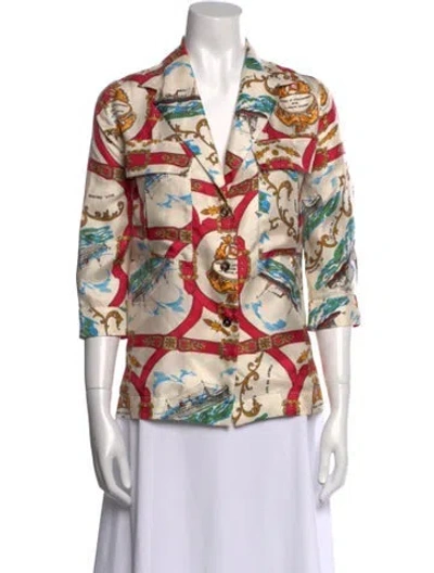Pre-owned La Prestic Ouiston Silk Printed Blouse In Neutral