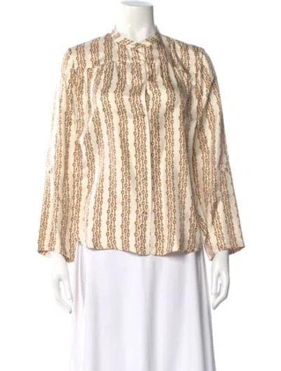 Pre-owned La Prestic Ouiston Silk Printed Blouse In Neutral