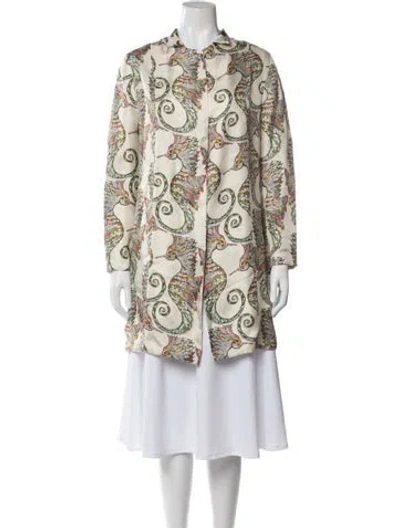 Pre-owned La Prestic Ouiston Silk Printed Evening Jacket In Neutral