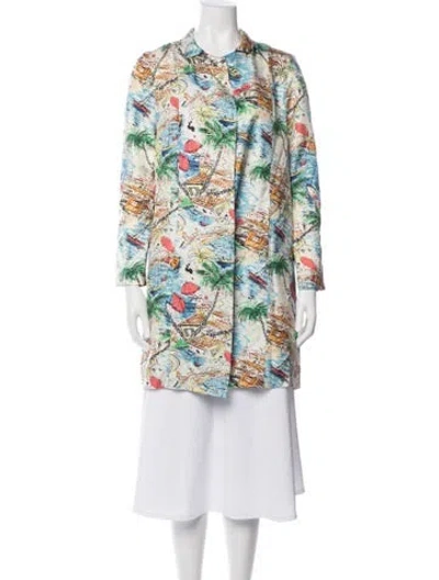 Pre-owned La Prestic Ouiston Silk Printed Jacket In Multicolor