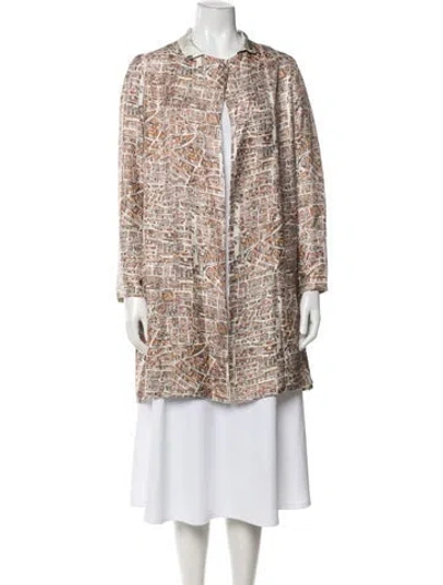 Pre-owned La Prestic Ouiston Silk Printed Jacket In Neutrals