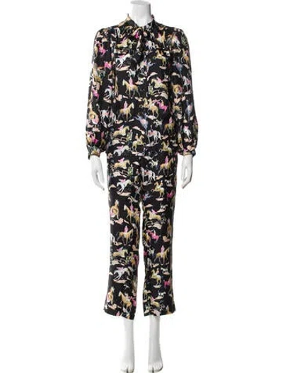 Pre-owned La Prestic Ouiston Silk Printed Set In Black