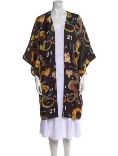 Pre-owned La Prestic Ouiston Silk Printed Sweater In Black