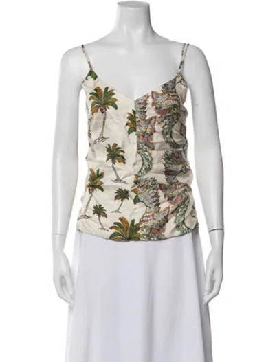 Pre-owned La Prestic Ouiston Silk Printed Top In Multi