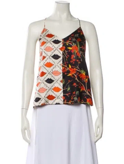 Pre-owned La Prestic Ouiston Silk Printed Top In Neutral