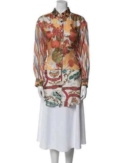 Pre-owned La Prestic Ouiston Silk Printed Tunic In Multi