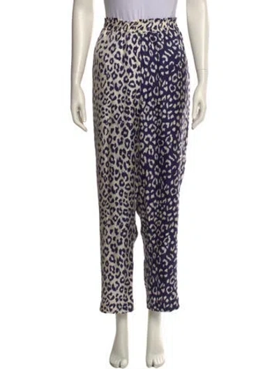 Pre-owned La Prestic Ouiston Silk Straight Leg Pants In Blue