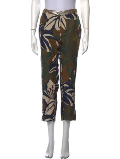 Pre-owned La Prestic Ouiston Silk Straight Leg Pants In Blue