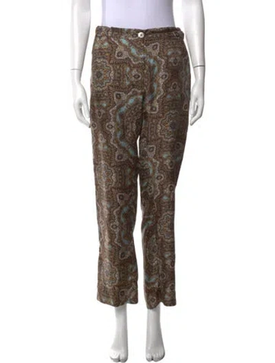 Pre-owned La Prestic Ouiston Silk Straight Leg Pants In Multi