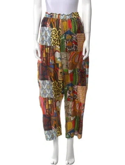 Pre-owned La Prestic Ouiston Silk Straight Leg Pants In Neutral