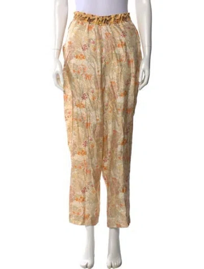 Pre-owned La Prestic Ouiston Silk Straight Leg Pants In Neutral