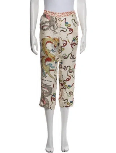 Pre-owned La Prestic Ouiston Silk Straight Leg Pants In Neutral
