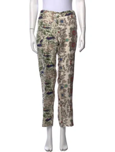 Pre-owned La Prestic Ouiston Silk Straight Leg Pants In Neutrals