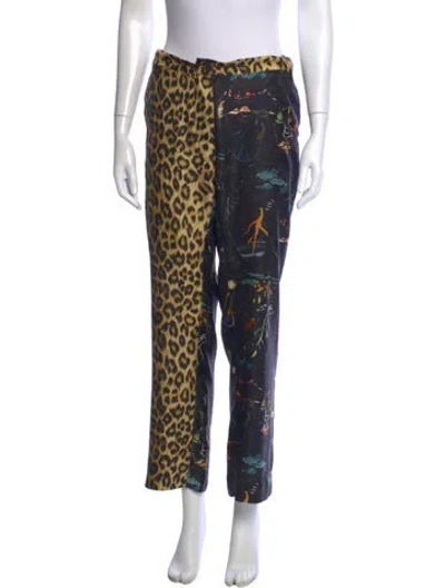 Pre-owned La Prestic Ouiston Silk Straight Leg Pants In Neutrals