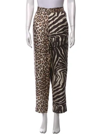 Pre-owned La Prestic Ouiston Silk Straight Leg Pants In Neutrals