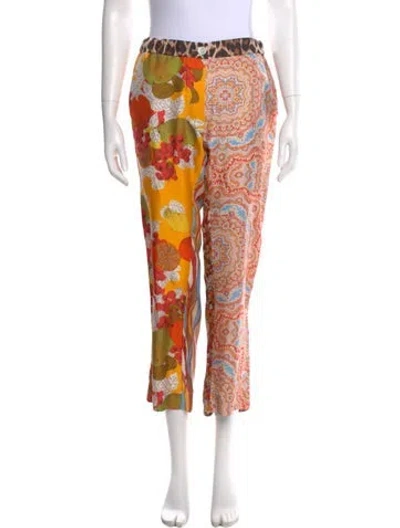 Pre-owned La Prestic Ouiston Silk Straight Leg Pants In Pink