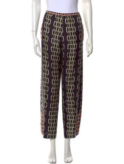 Pre-owned La Prestic Ouiston Silk Straight Leg Pants In Purple
