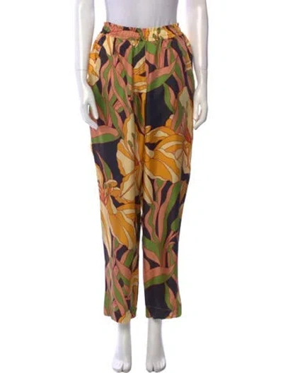 Pre-owned La Prestic Ouiston Silk Straight Leg Pants W/ Tags In Orange