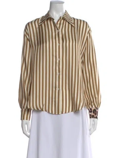 Pre-owned La Prestic Ouiston Silk Striped Blouse In Neutral