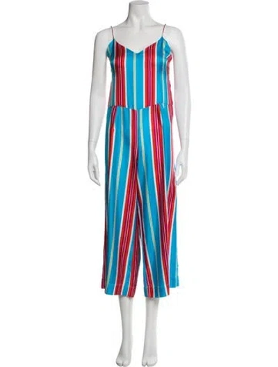 Pre-owned La Prestic Ouiston Silk Striped Jumpsuit In Multi