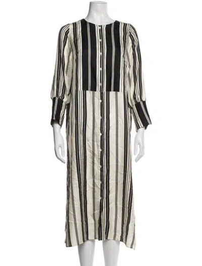 Pre-owned La Prestic Ouiston Silk Striped Nightgown In Neutrals