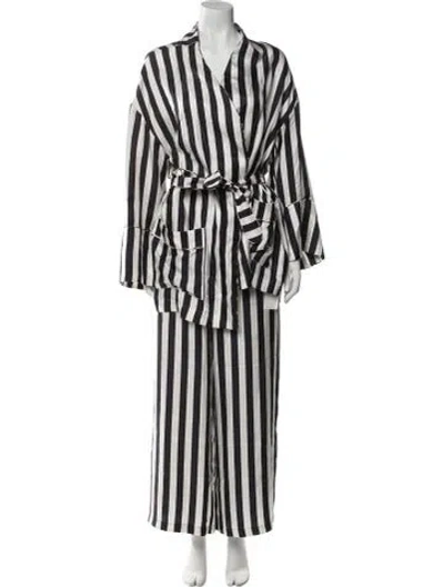 Pre-owned La Prestic Ouiston Silk Striped Set W/ Tags In Black