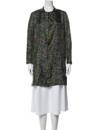 Pre-owned La Prestic Ouiston Silk Tweed Pattern Evening Jacket In Green