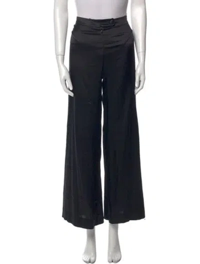Pre-owned La Prestic Ouiston Silk Wide Leg Pants In Black