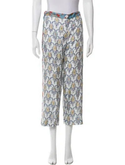 Pre-owned La Prestic Ouiston Silk Wide Leg Pants In Blue