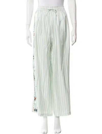 Pre-owned La Prestic Ouiston Silk Wide Leg Pants In Green