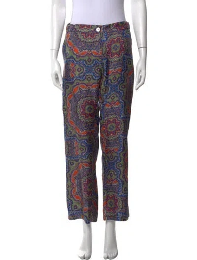 Pre-owned La Prestic Ouiston Silk Wide Leg Pants In Multi