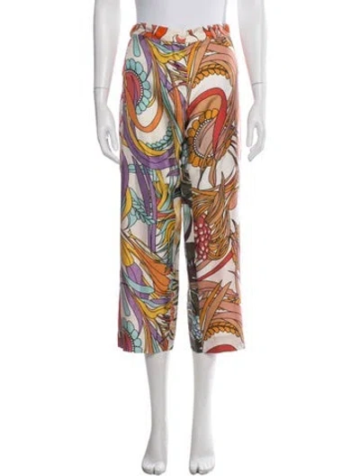 Pre-owned La Prestic Ouiston Silk Wide Leg Pants In Multi