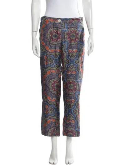 Pre-owned La Prestic Ouiston Silk Wide Leg Pants In Multicolor