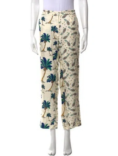Pre-owned La Prestic Ouiston Silk Wide Leg Pants In Neutral