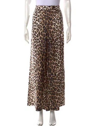 Pre-owned La Prestic Ouiston Silk Wide Leg Pants In Neutrals