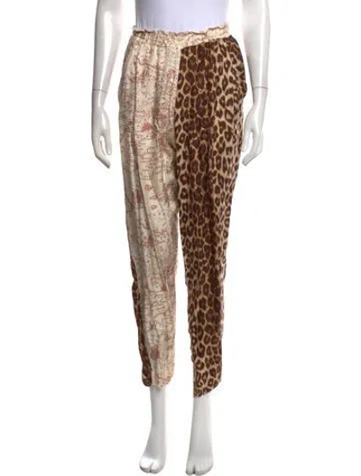 Pre-owned La Prestic Ouiston Silk Wide Leg Pants In Neutrals